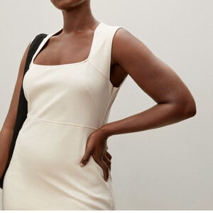 EVERLANE The 90’s Mini Dress square neck cap sleeves cream cotton jersey medium